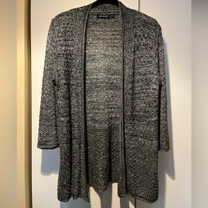 Notations Black and Gray Textured Cardigan Size Large